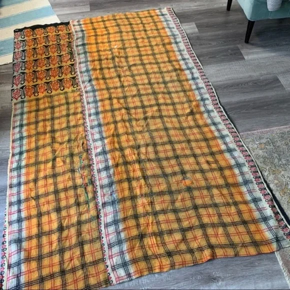 Antique Kantha Quilt Bedding Blanket Handmade
